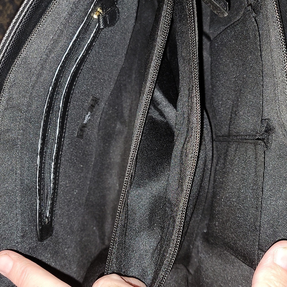 Mossimo black shoulder bag with gold accents. A lot of pockets, zippers, clean - Picture 9 of 11